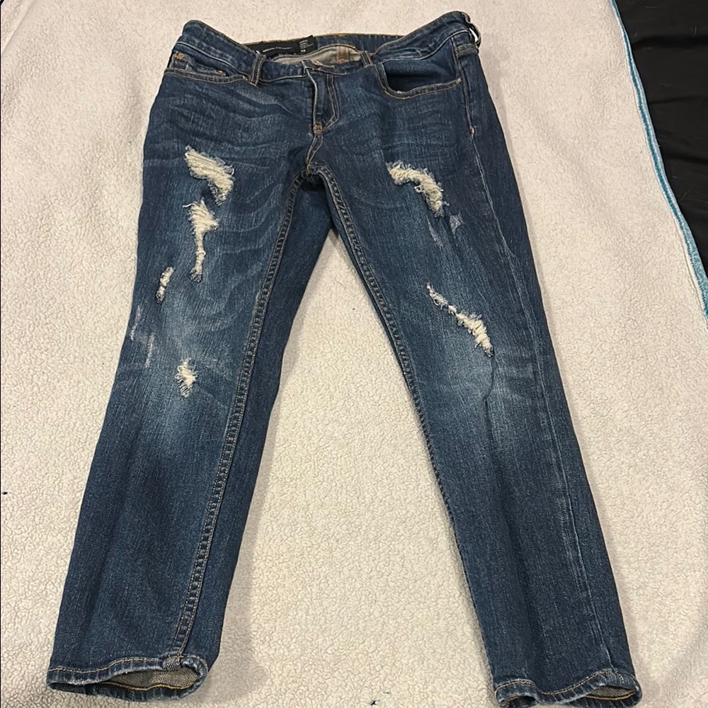 Armani Exchange Blue Skinny Jeans Distressed Style